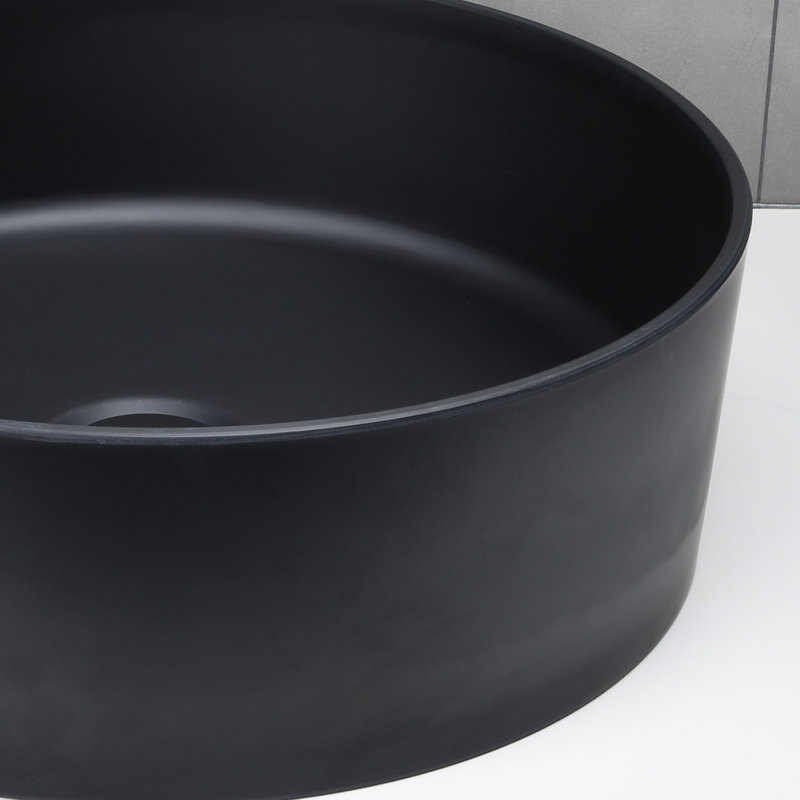 Lavabo vasque circulaire 15 po, Noir mat