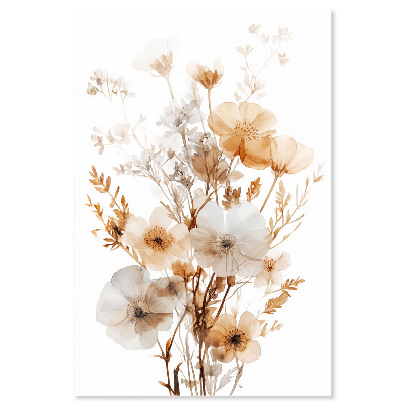 «Parchment Petals», art floral élégant en acrylique par Art Remedy, prêt à être accroché, H 54 po x l 36 po