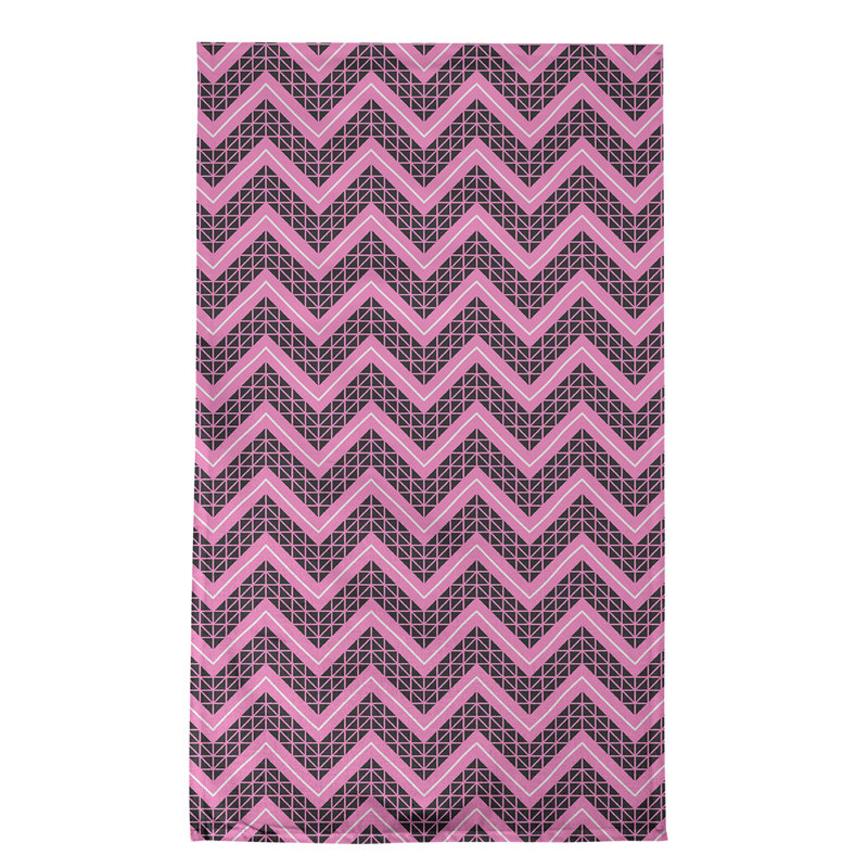 Serviette à thé à chevrons à la main Stephenie, Rose foncé / blanc, Polyester sergé