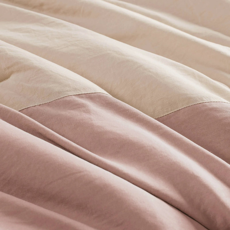 Miro Soft Washed Color Block Comforter Set, Twin/Twin XL Comforter + 1 Standard Sham, Pink