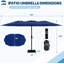 Parasols de patio à double face de 15 pieds avec base incluse, parasol de table de billard extérieur rectangulaire, protection contre les rayons UV, parasols de marché extérieurs pour terrasse de jardin près de la piscine-260801900