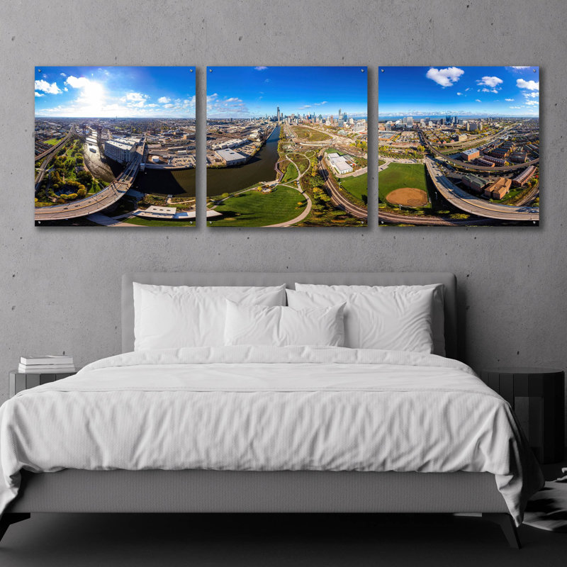 «Chicago Views» par Epic Portfolio, art mural en verre acrylique, ensemble de 3 pièces, H 36 po x l 108 po