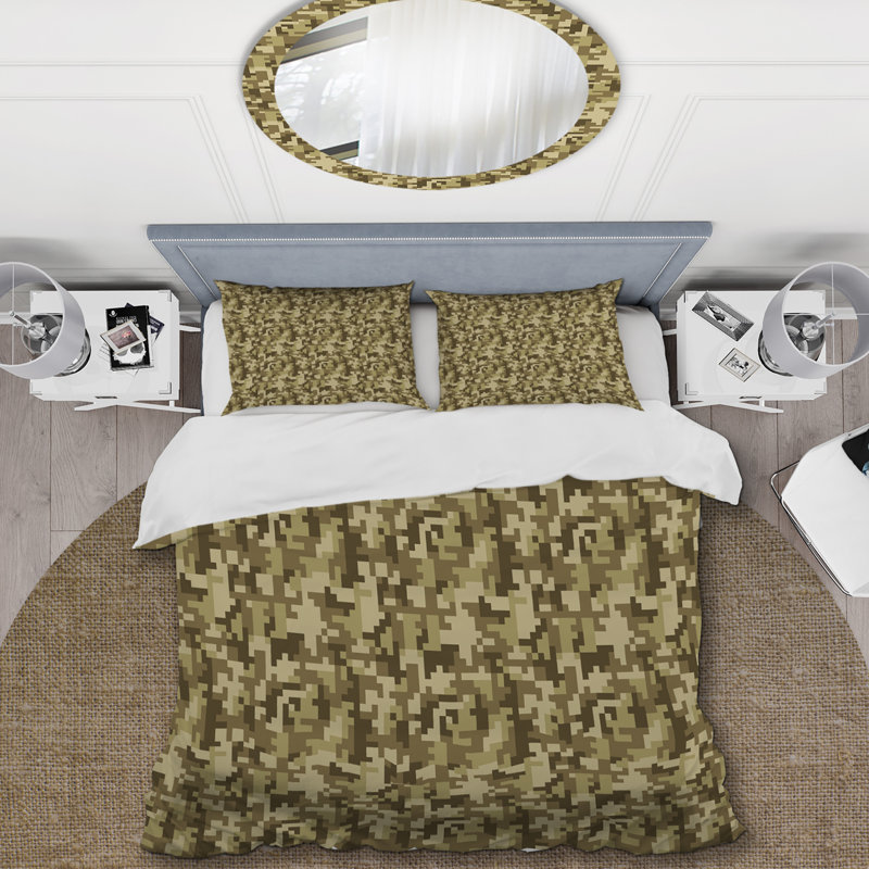 Ensemble de housse de couette en microfibre vert / beige 3 pièces