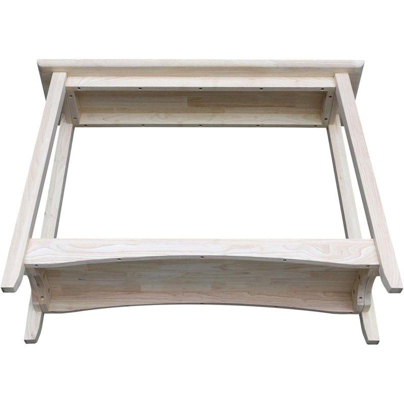 Solid Hardwood Sofa Table With Butcher Block Surface And Shelf, Unfinished