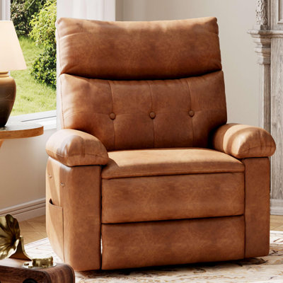 Fauteuil inclinable manuel en cuir synthétique avec massage par chaleur et vibrations, siège large surdimensionné de 22 po, inclinaison de 150 °, capacité de 400 lb, coussin moelleux et poche latérale