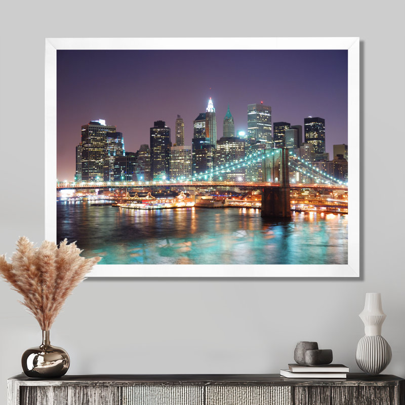 Photographie de toile de gratte-ciel de paysage urbain de Manhattan - New York, H 12 po x l 20 po, Avec cadre, Blanc