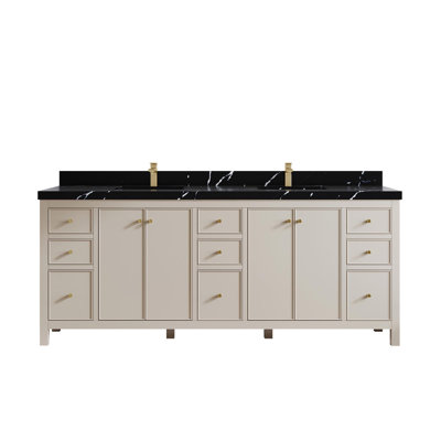 Chicago 84'' Double Bathroom Vanity with Quartz Top