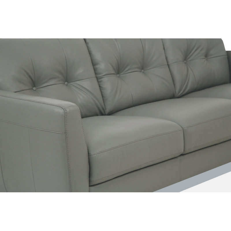 Ileana 37'' Upholstered Sofa, Pesto Green Leather