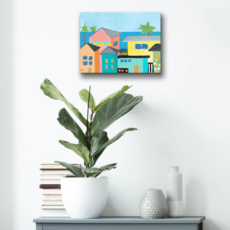 «Beachfront Property 1» par Jan Weiss, art mural en verre acrylique, H 12 po x l 16 po x P 0,13 po