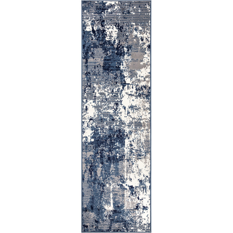 Tapis de couloir bleu 12 pi