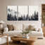 «Misty Pine Forest with Flying Birds», ensemble de 3 toiles murales-1568544785