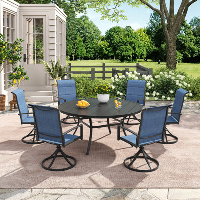 Ensemble repas pour 6 personnes avec table ronde de 50 po et chaises pivotantes rembourrées en polyester enduit de PVC