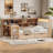 Storage Daybed With Desk And Lighted Upholstered Headboard-114217448-114217447