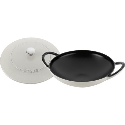 Staub Cast Iron 2-Qt Wok With Cast Iron Lid - White Truffle