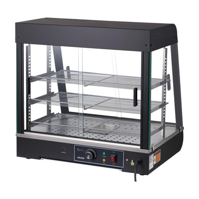 3-Tier Commercial Food Warmer Display, 1200W Food Display Warmer with LED Light, Top Storage and Adjustable Shelves, 86℉~185℉ Steam Heating, 106Qt/100L for Hamburger, Pizza, Bread, Fried Chicken