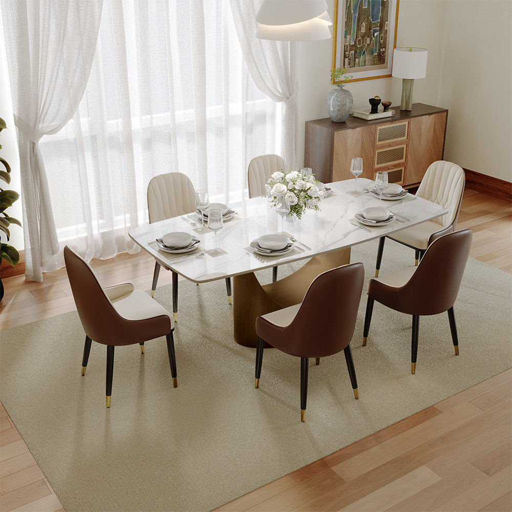 Orren Ellis Hobart Modern Rectangular Sintered Stone Dining Table with ...