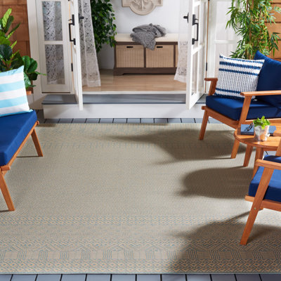 Tapis intérieur / extérieur beige / turquoise Lenwood