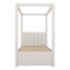 Lit simple à baldaquin simple tapissier beige avec lit gigogne et 3 tiroirs de rangement, structure de lit peu encombrante-444106968