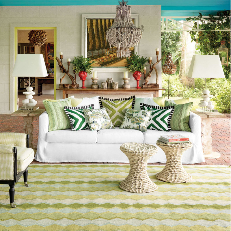 Safety Net Green Handwoven Wool Rug, Rectangle 9' x 12'