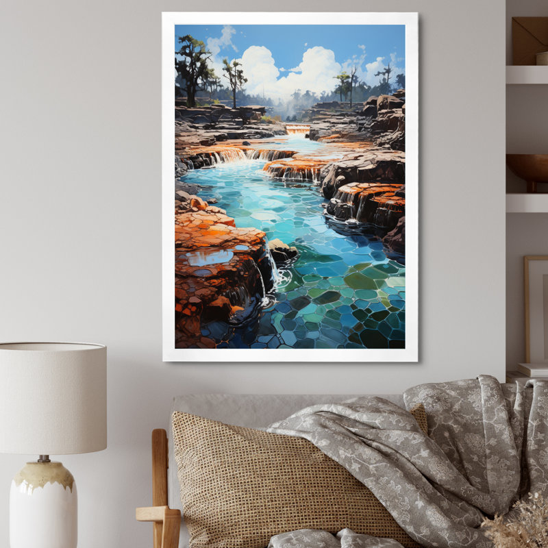 Shinde Geyser Erupting Azure Patchwork I, H 32 po x l 16 po x P 1 po, Cadre photo blanc