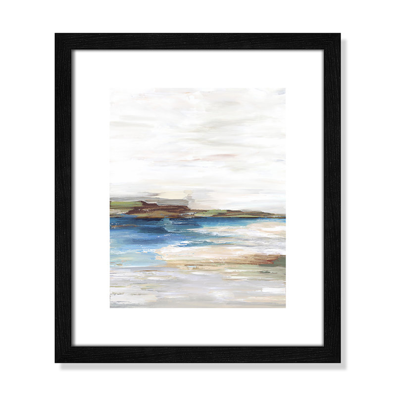 Distant Lands " Distant Lands II ", Black Wood Grain Framed Paper, 15" H x 13" W x 0.75" D