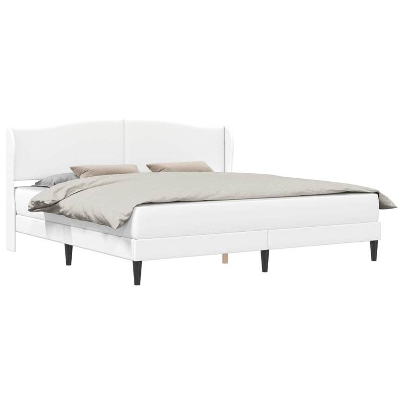 Upholstered Bed Frame with Mattress, Super King (6'), White