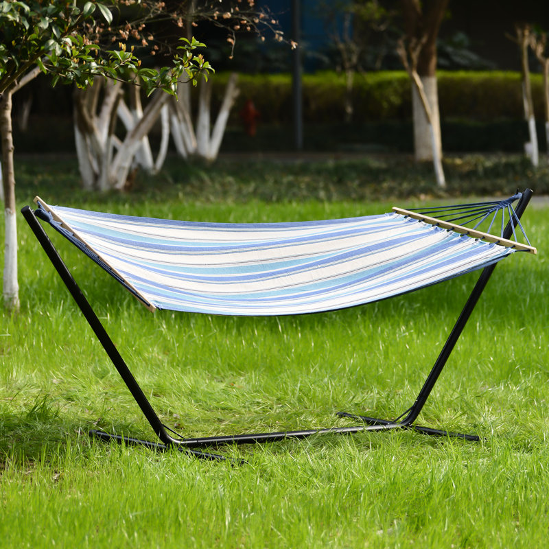 Chesterwood Spreader Bar Hammock with Stand, Blue/White