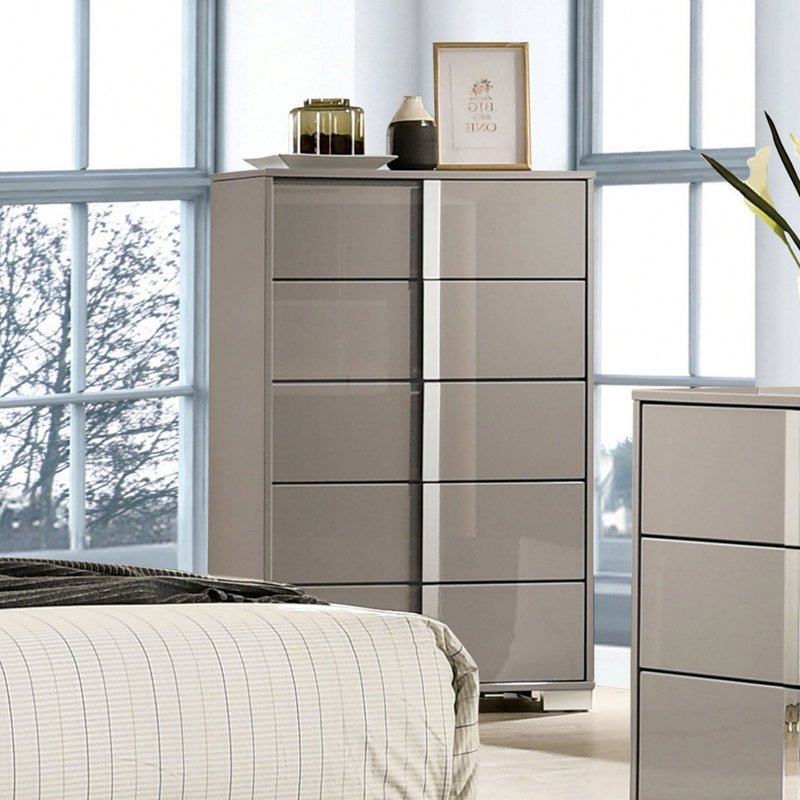 Commode de style contemporain, commode de chambre à coucher moderne pour la maison, Taupe