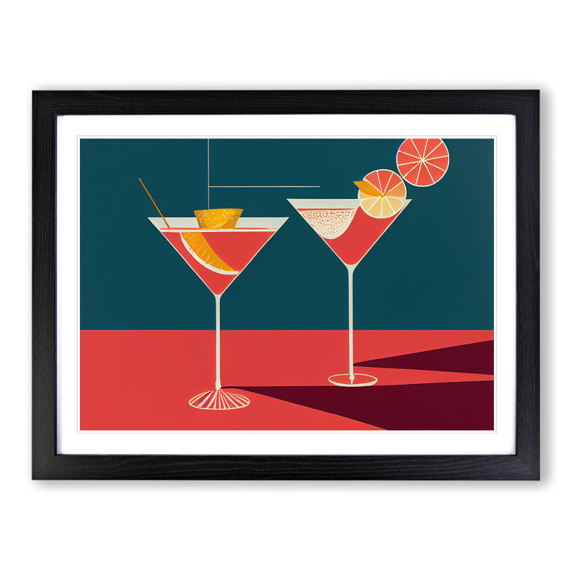 Retro Cocktail Vol.1 - Single Picture Frame Painting, Black Framed, 25cm H x 34cm W x 2cm D
