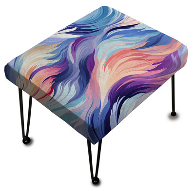 Purple And Blue Mystic Ikat Dreams - Abstract Rectangle Ottoman