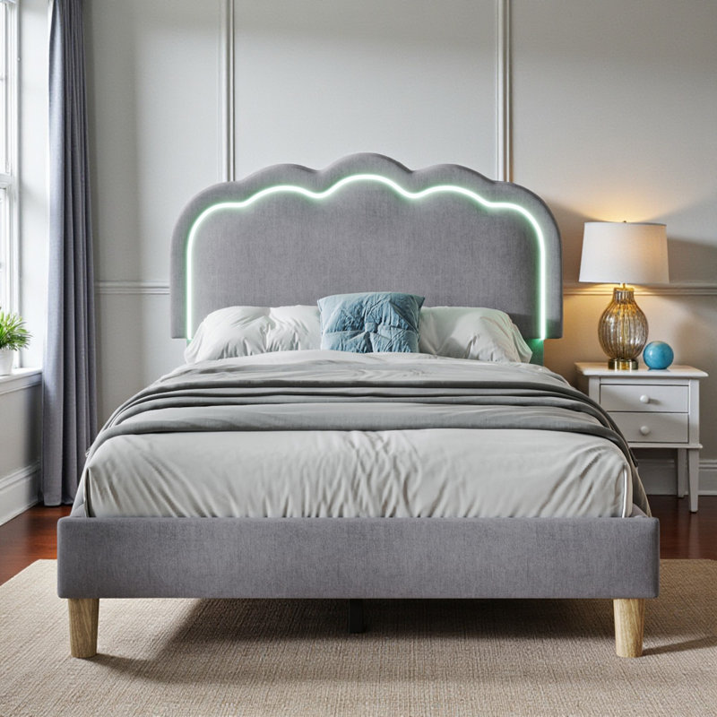 Upholstered Bed, Grey