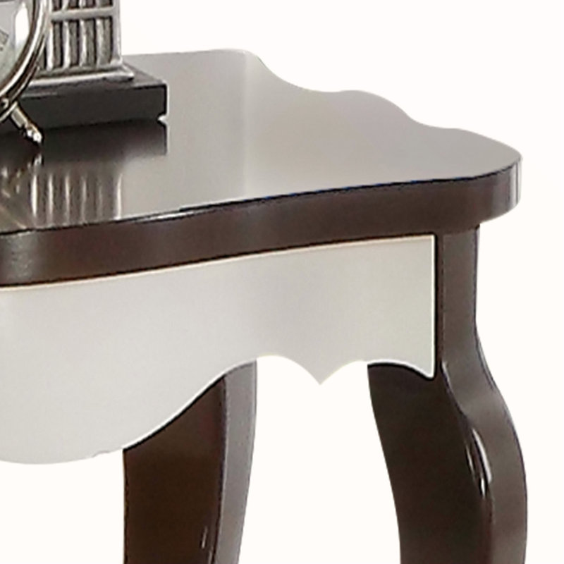 Walnut and White Rectangular End Table