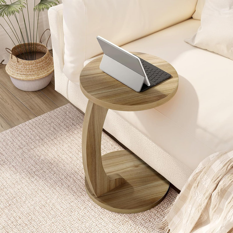 Abstract End Table, Light Oak