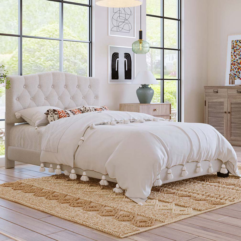 Lusia Upholstered Platform Bed,Bed Frame, Full