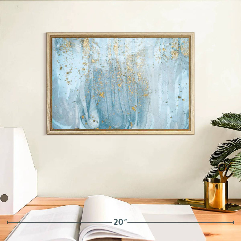 Giard bleu clair, Cadre flottant en bois naturel, 13 po x 9 po