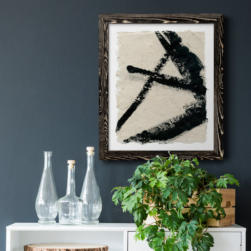 «Lines Crossed I», peinture sur toile encadrée, Cadre noir, H 24 po x l 18 po x P 1,5 po