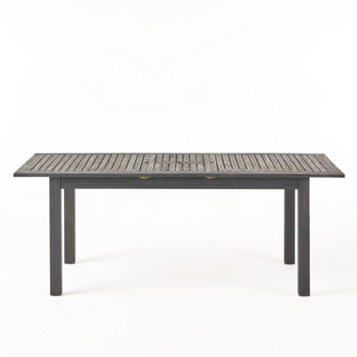 Dark Grey Wood Expandable Outdoor Dining Table, 63In X 35.5In 29.62In, 65.39Lbs, Enchanting Textured Surface Table In Wood, 64.44In 34.96In 65.39 Lb, Exquisite