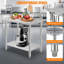 36"x24" Stainless Steel Prep Work Table with Lockable Wheels, Adjustable Undershelf, Backsplash & Tool Hooks for Kitchen, Restaurant, Garage and Warehouse, Curved Edge