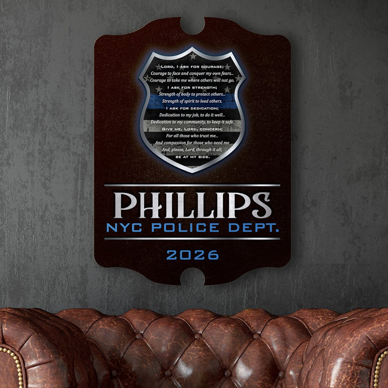 Panneau de police Dedication And Courage, H 30 po x l 21 po x P 2 po, Oui