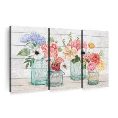 «Pastel Flower Market III», 3 pièces sur toile