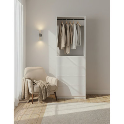 Garde-robe en bois blanc 32 po avec deux tringles Prosper