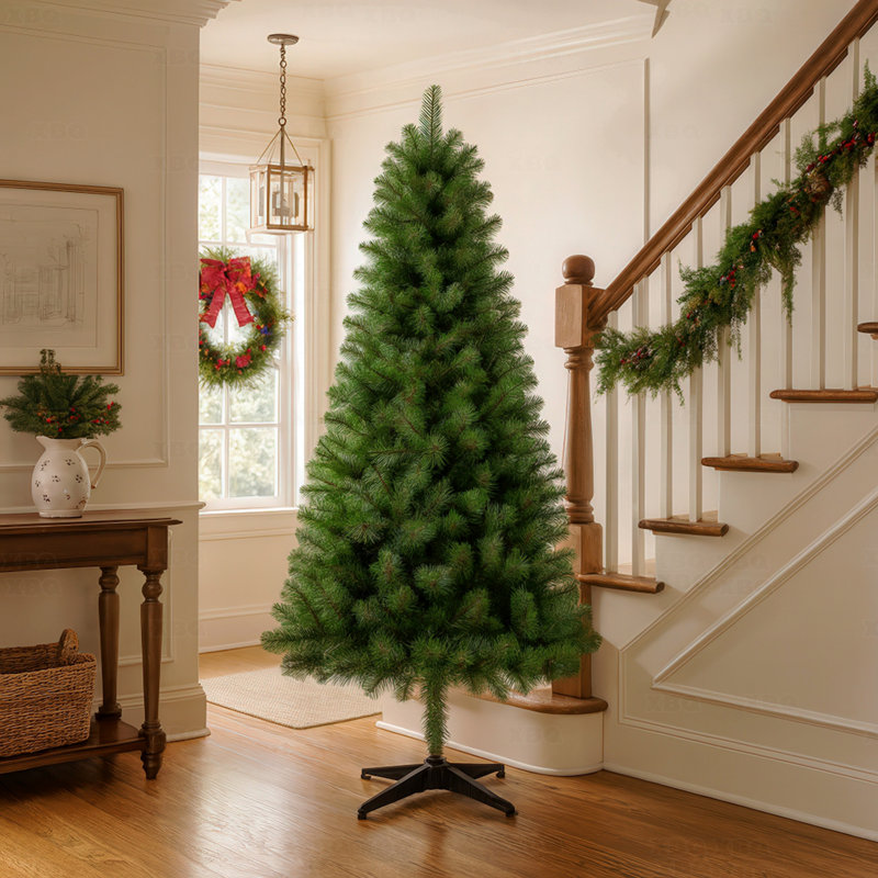 Arbre de Noël artificiel à charnière en PVC 6pi non éclairé, 582 branches, arbre des Fêtes, support en plastique à 4 pieds