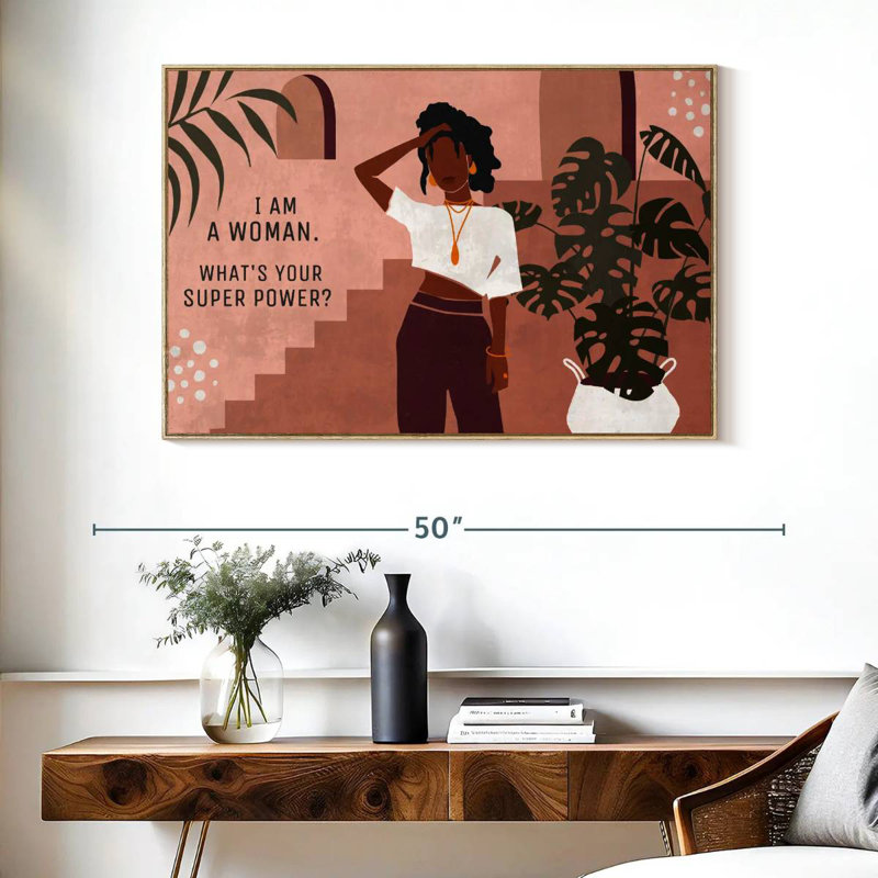 I Am A Woman II, 40 po x 27 po, Cadre flottant en bois naturel