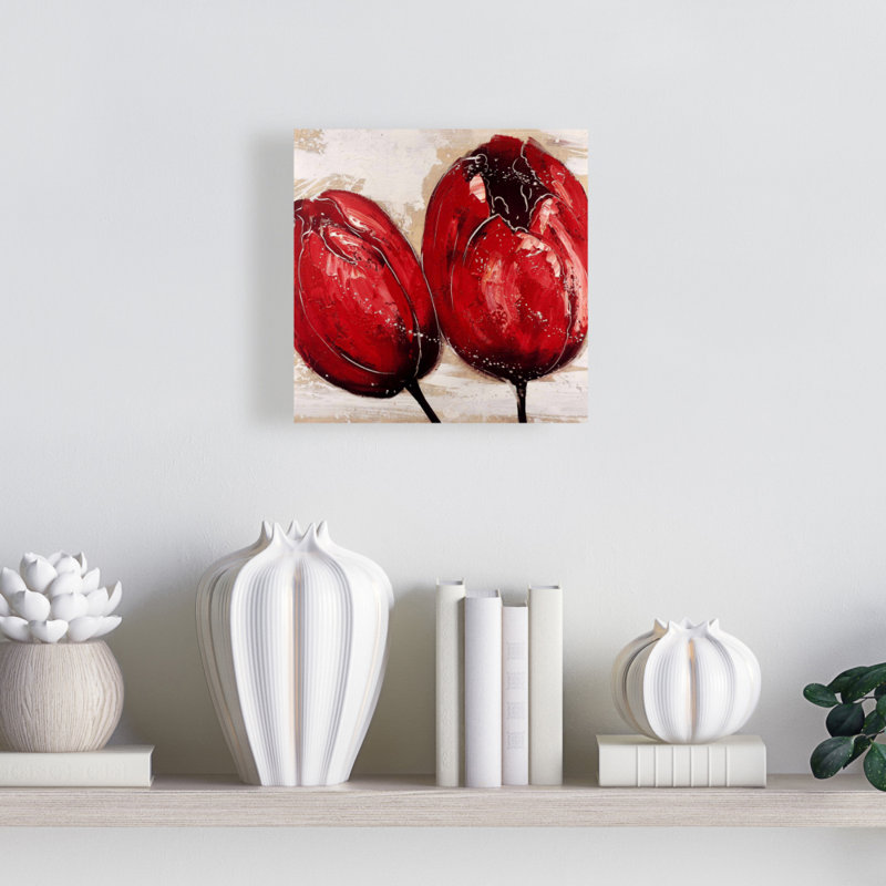 Two Red Tulips Canvas - Floral & Botanical Bedroom Decor