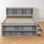 Lit double en bois de pin avec tête de lit bibliothèque, tiroirs de rangement sous le lit et étui de rangement de bout de lit, gris-1271088632