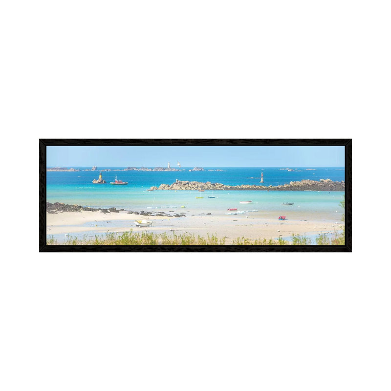 Porstall In Brittany by Philippe Manguin - Panoramic Print on Canvas, 30.48cm H x 91.44cm W x 3.81cm D, Black Floater Framed
