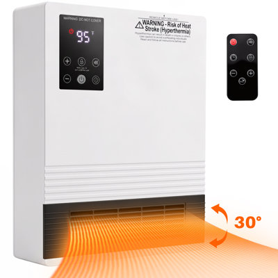 1500W Wall‑Mounted Space Heater with Touchscreen & Remote Control, 2 Heat Settings, Timer and Overheat Protection