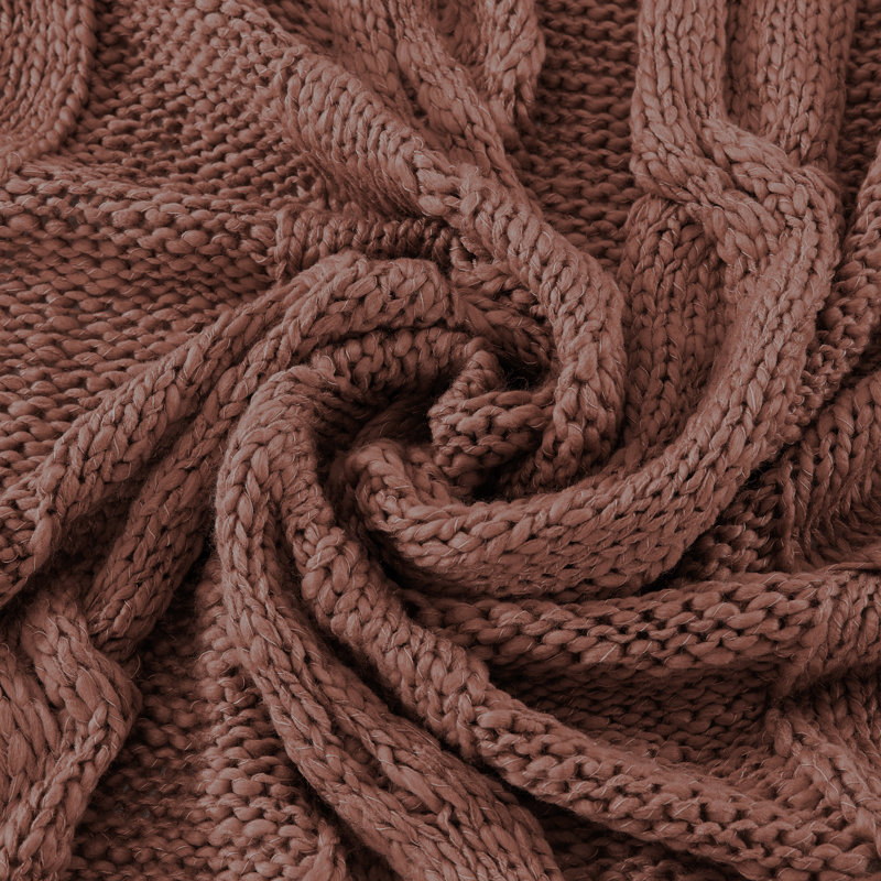 Nutmeg Cable Knit & Sherpa Reversible Cozy Throw, 50" x 60"