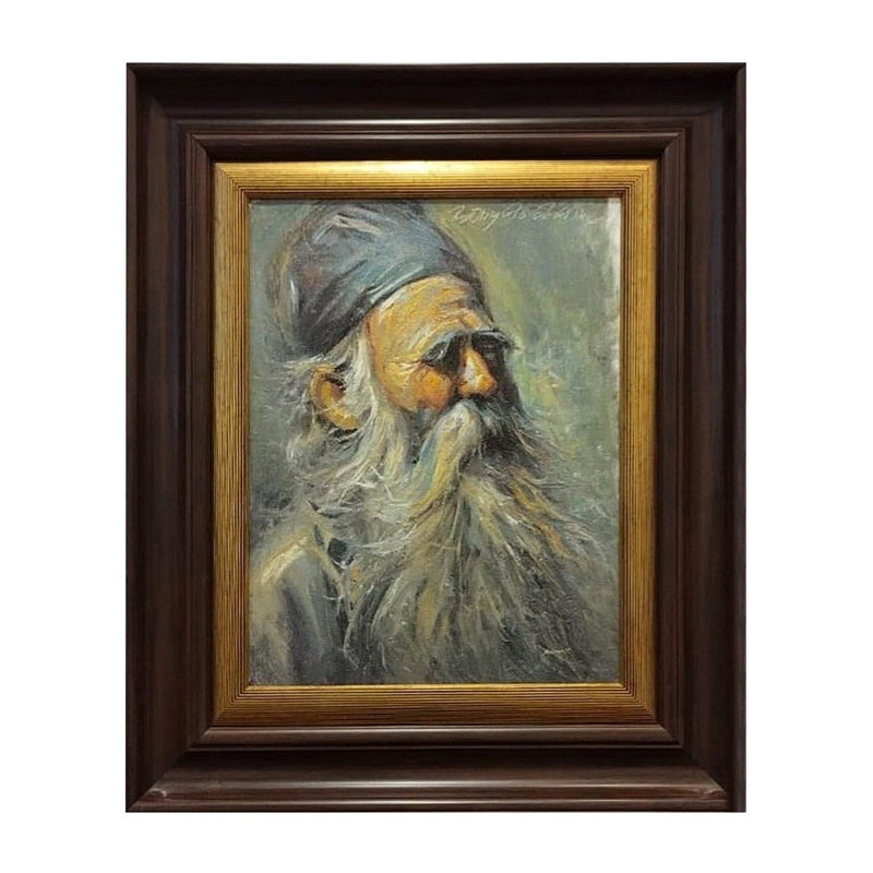 La barbe blanche | Par Boby Abraham | Huile sur toile | Peinture encadrée