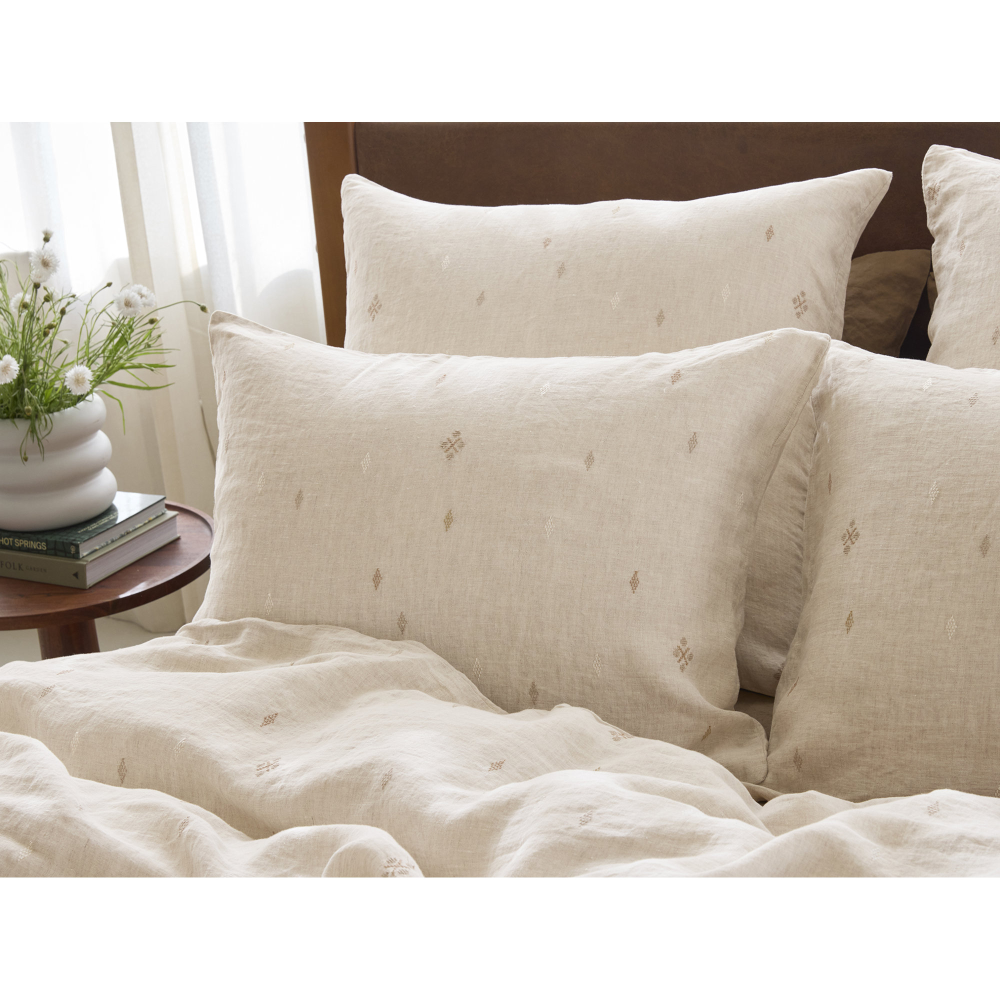 Cambria Belgian Flax Linen Duvet Cover, Natural Chambray, King Duvet Cover